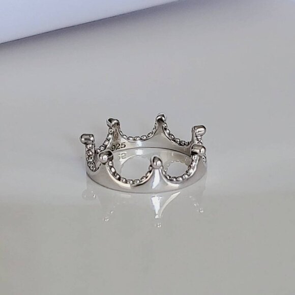 Crown Ring, Sterling Silver Women Ring, 925 Stamped, Thumb Band, non tarnish, - Picture 8 of 10